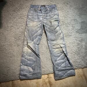 Japanese Archive Vintage Faded Water Ripple Whiskered Bootcut Flared Denim Jeans